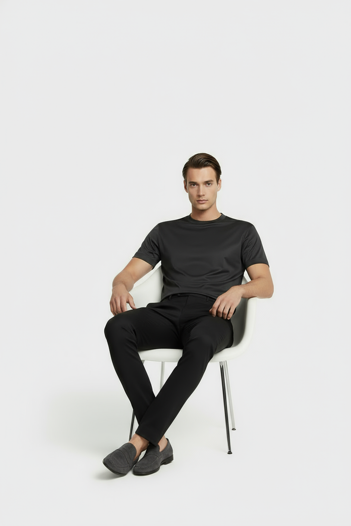 Luxe Glanzend Donkergrijs T-shirt