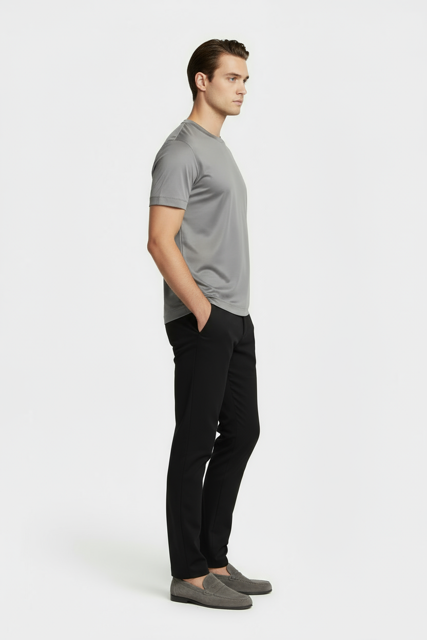 Luxe Glanzend Grijs T-shirt