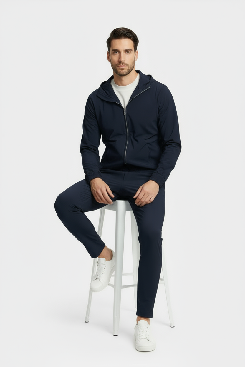 Midnight Blue Hooded Tech Suit